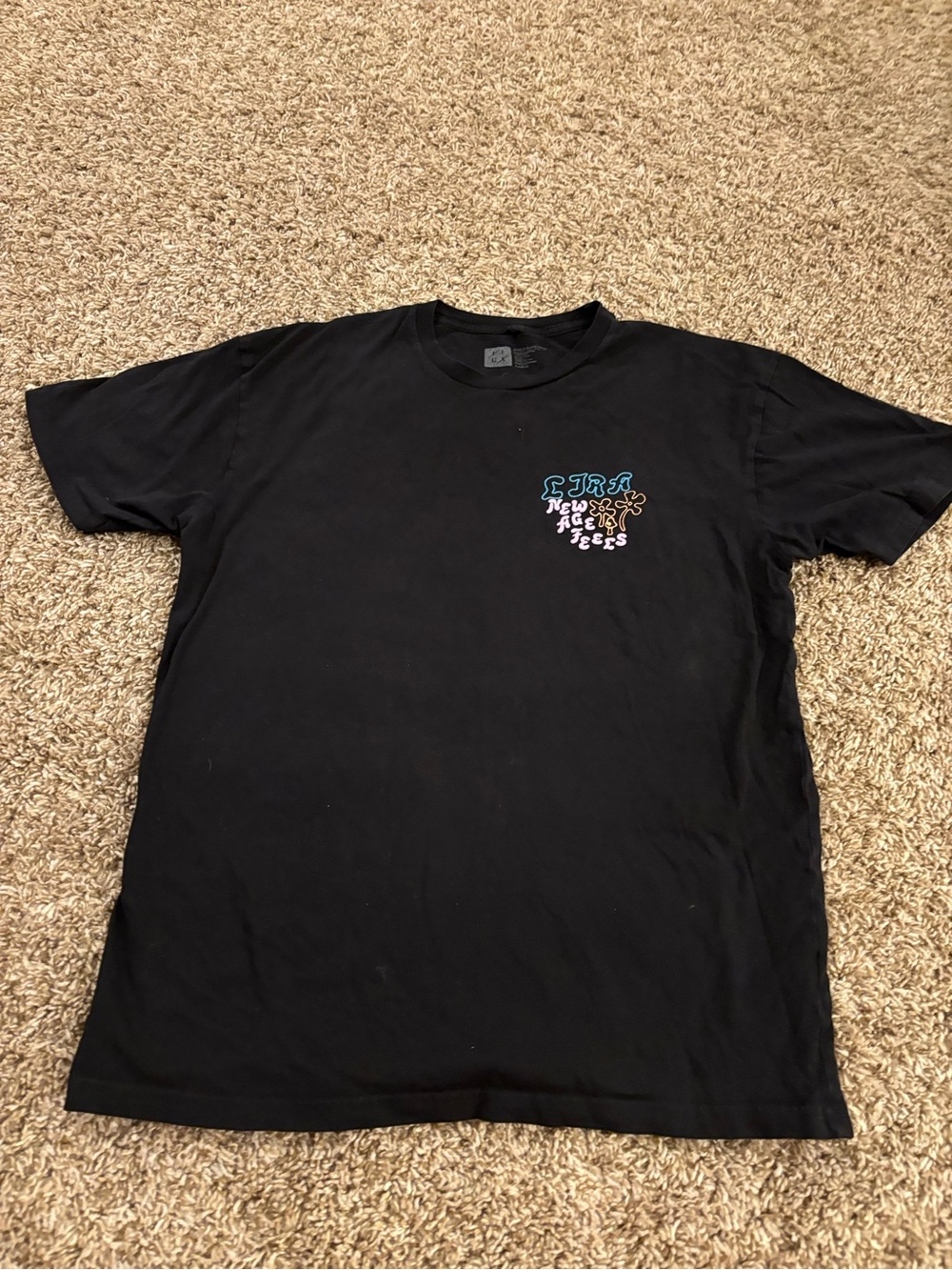 Men's Black Graphic Crewneck T-Shirt - Unbranded